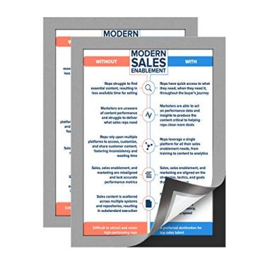 Imagem de Moldura magnética com autoadesivo na parte de trás para parede – Tamanho A4 Letra/papel/arquivo/documento/suporte de pôster, 20,3 x 29,2 cm, Self-adhesive Back, Silver - 2 Pcs