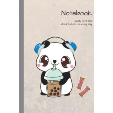 Imagem de Journal Notebook: Cute Panda Drink Bubble Tea Journal Notebook, 120 lined pages notebook for school, home, office, 6x9"