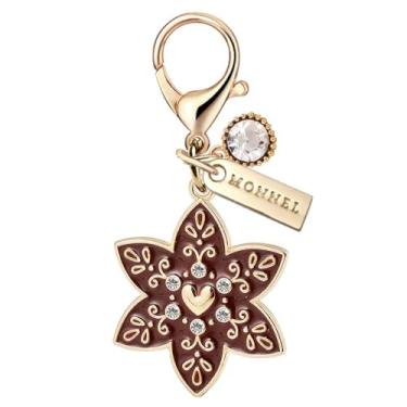 Imagem de MONNEL MC365 Pingente de folha de Natal com fecho de lagosta de coração de amor para mulheres com bolsa de veludo (chocolate, 1 peça), 2.3 cm (L) X 0.2 cm (W) X 2.9 cm (H), metal de liga de zinco,