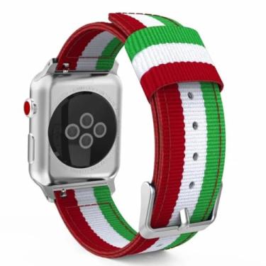 Imagem de Pulseira de nylon para Apple Watch Ultra 8 7 6 5 4 SE de 49 mm, 45 mm, 44 mm e 40 mm, pulseira esportiva para IWatch 3 de 42 mm e 38 mm (vermelho, branco e verde, 42 mm, 44 mm, 45 mm-49 mm)