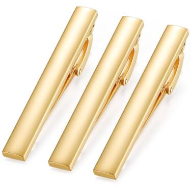 Imagem de HONEY BEAR Conjunto de 3 peças de prendedor de gravata masculino tamanho normal para presente de camisa de negócios de casamento 5,4 cm (2,12 polegadas), 5.4cm, aço inoxidável, Sem Pedra Preciosa