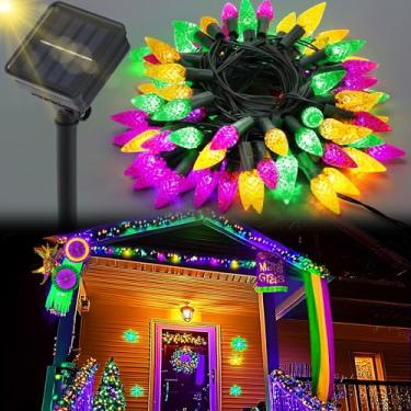 Imagem de Bigmeta Decoração De Luzes Solares De Carnaval De 40 Pés - 100 Luzes Led C6 Externas À Prova D'Água, 8 Modos De Cor Para Árvore, Casa, Arredores De Janela, Cerca, Decoração Externa