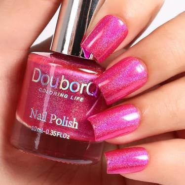 Imagem de AILALUO Esmalte Holográfico, 10 Ml 0,35 Fl Oz Esmalte Glitter, Pigmento De Unhas Esmalte De Unhas À Base De Óleo Laser Chrome Halo Manicure Art Salon (Rosa, 10 Ml)