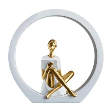 Imagem de Wswqop MENINAS MULHERINAS ESTÁTUA de CAFE de CAFE ELEGANTES Mesa CentralPieces Gabinete Estudar Sala Desktop Modern Decoration Sculpture, Leitura Branca