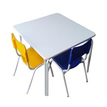 Imagem de Mesinha Infantil Tampo Mdf Branco  C/2 Cadeiras Color Fnde - Primax Mó