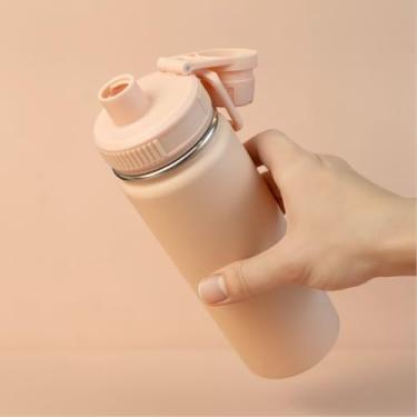 Imagem de Garrafa Tipo Squeeze Para Água Suco Academia Treinos Corridas e Outros de Aço Inox (Rosa)