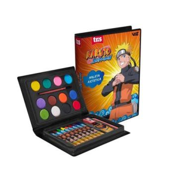 Imagem de Maleta artistica Do Naruto Shippuden Giz Cera Aquarela Pincel Apontado