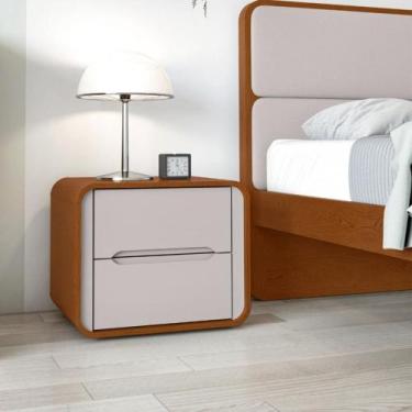 Imagem de Mesa de Cabeceira 2 Gavetas Loop Lopas, Frassino/Off White