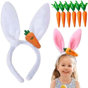 Imagem de Fantasia Orelha de coelho tiara orelinha Arco Pascoa (Branco)