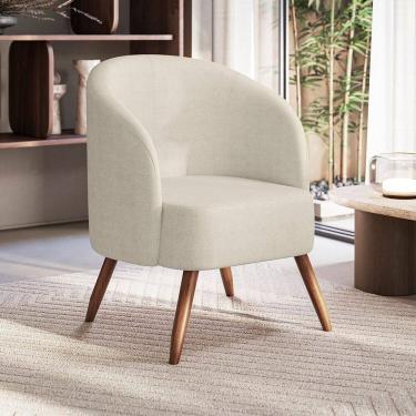 Imagem de Poltrona Decorativa Estofada e Orgânica com Pés Palito Guatemala Espresso Móveis Off White