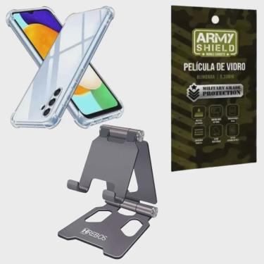 Imagem de Capa Capinha para Galaxy A05 + Suporte Mesa + Pelicula de Vidro 3D - Armyshield