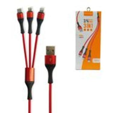 Imagem de Cabo Carregador Usb 3 em 1 Micro Usb Tipo C e Lightning Turbo Hm-94 - 