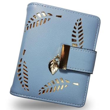 Imagem de Carteira Feminina Couro Pequena Porta Cartão Ziper Barata (AZUL)