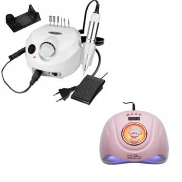 Imagem de Lixadeira Motor Porquinho 30 mil RPM Bivolt  + Cabine de Unha Sun S8 P