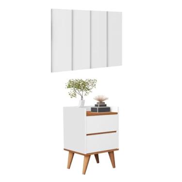 Imagem de Conjunto Cabeceira de Cama Solteiro 0,90m com 1 Criado-Mudo, Quarto Verona, Branco