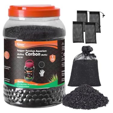 Imagem de hygger Carvão ativado para aquário, carvão ativado com casca de coco natural premium para água doce e salgada, meio filtrante de tanque de peixes, carbono de purificação de água (1,298 g com bolsa de