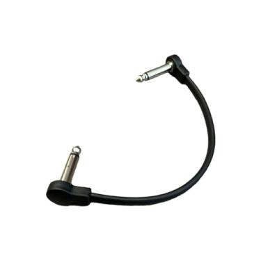 Imagem de Dynwave Cabo de pedal de efeito de guitarra, cabos de guitarra de 1/4 polegadas, ângulo reto, baixo ruído, conector macho ts, cabos de remendo de guitarra, 15cm Preto