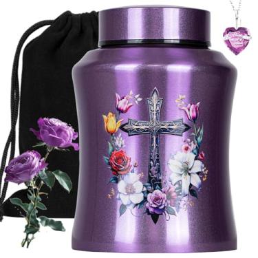 Imagem de ANTESCORT Urnas Para Cinzas Humanas, Até 160 Libras Urnas Para Cinzas De Adultos, Homens Ou Mulheres, Grande Urna De Cremação, Urnas Decorativas E De Lembranças Funerárias Com 1 Colar E Bolsa De Vel