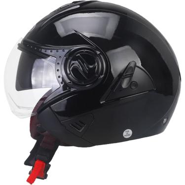 Imagem de Capacete De Motocicleta De Estilo, Capacete De Motocicleta Para Homens Adultos E Mulheres Capacete Retrô De Rosto Aberto Dot Aprovado Vintage Cap Half Helmet Com óculos De Proteção, Black, L