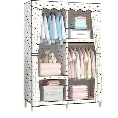 Imagem de Guarda-roupa Portátil Guarda-roupa De Pano Guarda-roupa Simples, Multifution Criatividade Guarda-roupa Madeira Maciça Guarda-roupa Estável Trilho Guarda-roupa De Tecido Bra, A, 168 * 170 * 45cm