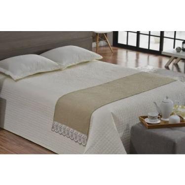 Imagem de Peseira Xale Cama Bordado Richilieu King Size Linda