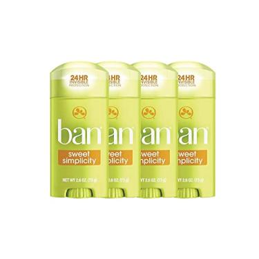 Imagem de Ban Desodorante Antitranspirante Sólido Invisível Para Mulheres E Homens, Proteção Contra O Odor E Suor Nas Axilas 24 Horas, Sweet Simplicity, 2,6 Oz, Pacote Com 4