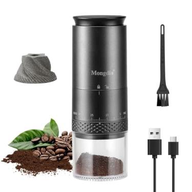 Imagem de Mongdio moedor de café elétrico portátil com 38 configurações ajustáveis, moedor de café cônico com display LED, carregamento USB, núcleo de cerâmica, para casa, espaço preto