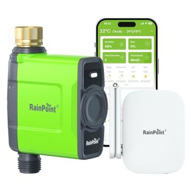 Imagem de RAINPOINT Temporizador de água WiFi para mangueira de jardim, temporizador de irrigação inteligente com entrada de antena WiFi, controlador automático de irrigação, controle remoto de aplicativo