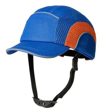 Imagem de Boné Bump para segurança boné de beisebol estilo chapéus rígidos para adultos homens mulheres boné de proteção de cabeça leve (azul, aba curta)