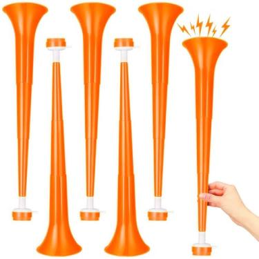 Imagem de GCQJOQ 6 Pcs Collapsible Stadium Horn, 21 Inch, Plastic Vuvuzela Trumpet Noisemakers for Sports Events, Carnivals, Parties, Orange