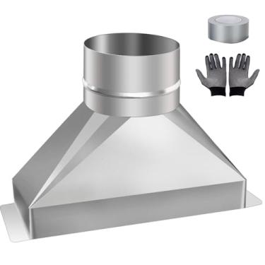 Imagem de SunDiss Kit de ventilação de micro-ondas de 10,16 cm de diâmetro x 3-1/10.2 cm x 25.4 cm L, transição de aço galvanizado de duto retangular para duto redondo para conexão de conexões - inclui luvas e