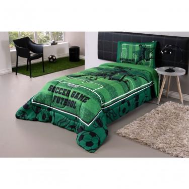 Imagem de Kit Edredom Plush Fofinho Infantil Dupla Face Dream 2 Peças Solteiro Futebol