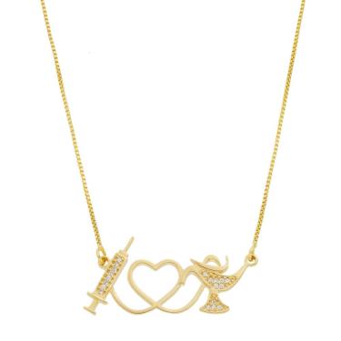 Imagem de Colar Seringa Enfermagem Enfermeira Zircônias Em Banhado