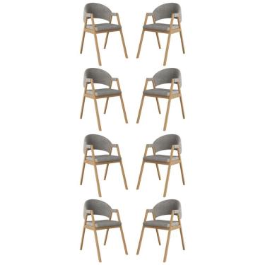 Imagem de Kit 8 Cadeiras Para Mesa De Jantar Moderna Linho Balaqui Grafite