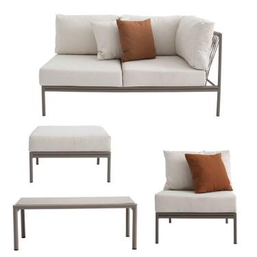 Imagem de Conjunto Jardim E Varanda 1 Chaise 1 Sofá 1 Puff 1 Mesa Lateral Refúgio Cabecasa Champanhe quaker Areia