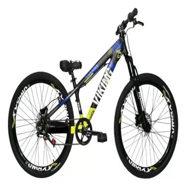 Imagem de Vikingx Tuff 25 Preto Amarelo Whelling Single Freio Hidraulico Vmaxx Liso Com Suspenão Mecanica