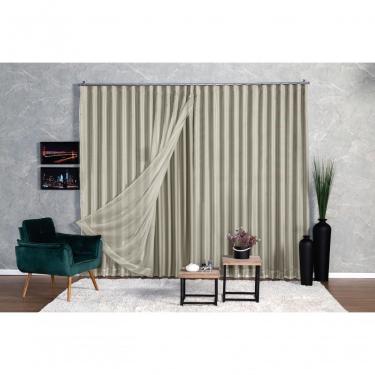 Imagem de Cortina Microfibra Com Voil 2,80x1,80 Para Trilho Duplo palha