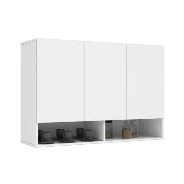 Imagem de Armário Aéreo Multiuso Milão 3 Portas 2 Nichos Ej Móveis Branco