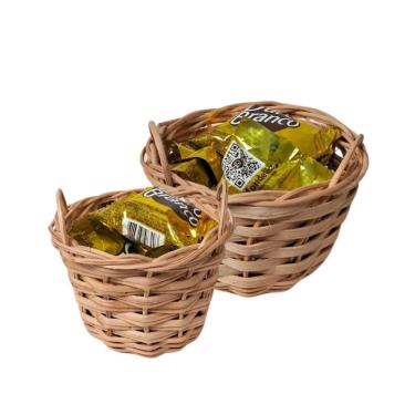 Imagem de Kit Mini Cestos De Vime Redondos Páscoa - 02 Unidades