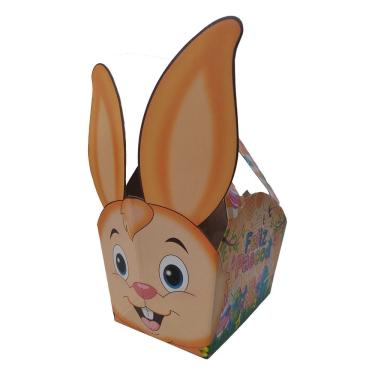 Imagem de Cestinha De Páscoa Coelho Laranja 3d Com Alça