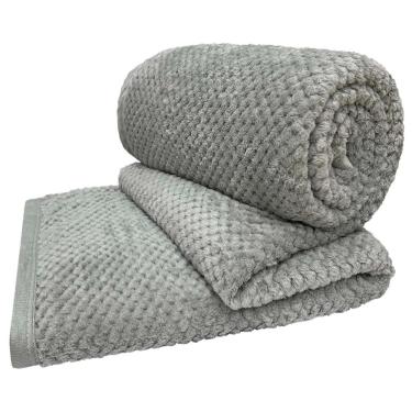 Imagem de Cobertor Queen Popcorn Manta Flannel Extra Macia - Cinza