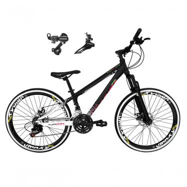 Imagem de Bicicleta Aro 26 Vikingx Tuff X44 Preto/branco 21v Câmbios Shimano Tz Freio A Disco Aros Vmaxx Pretos