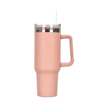 Imagem de Garrafa Térmica De Aço Inoxidável De 40oz Com Alça, Tampa, Canudo, Cop