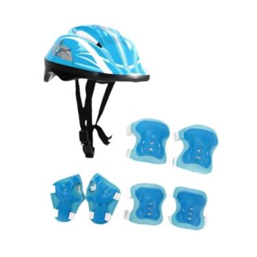 Imagem de Dynwave Capacete de bicicleta infantil, capacete de patinação, resistente ao desgaste, alto desempenho, protetor de equipamento de bicicleta de equilíbrio, Azul Claro