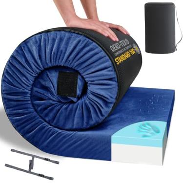 Imagem de Homemate Colchão De Acampamento Espuma Viscoelástica Certipur-Us Caseiro, Portátil, Enrolável, Para Adultos, Dormir, Berço, Carro, Barraca, Piso, Capa Impermeável Removível, Bolsa Viagem, Cama Hóspe