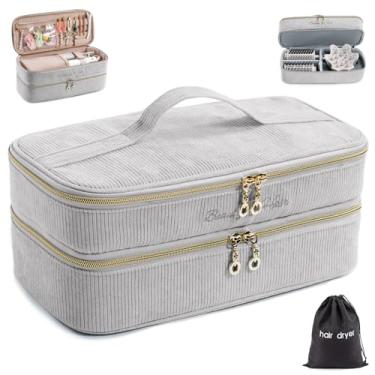 Imagem de ELCUPA Estojo de viagem para ferramentas de cabelo de camada dupla com bolsa preta para secador de cabelo com divisor removível compatível com Shark FlexStyle/SmoothStyle - Organizador de viagem de