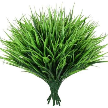 Imagem de 10 Capim Verde Vanila 35cm Folhagem Artificial Para Vaso 30cm - La Caz