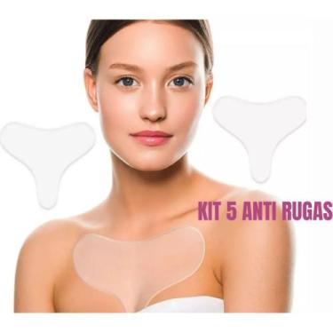 Imagem de Kit 5 Adesivos Anti Rugas e Linhas Silicone Para Colo Reutilizável - J