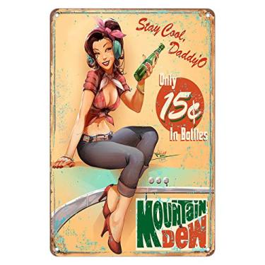 Imagem de KENSILO Vintage Metal Signs Mountain Dew Chic Art Wall Decor Home Yard Signs Bar Hotel Cafe Pub 8 x 12 inches
