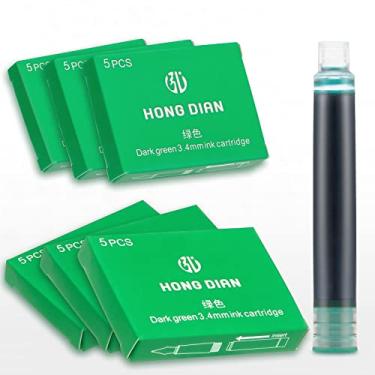Imagem de Asvine Cartuchos de tinta verde para caneta-tinteiro, conjunto de 30 cartuchos de tinta, diâmetro de furo de 3,4 mm
